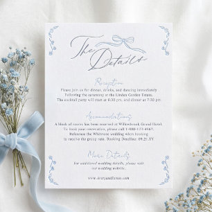Vintage Chic Bow Elegant Hand Drawn Floral Wedding Letterpress Enclosure Card