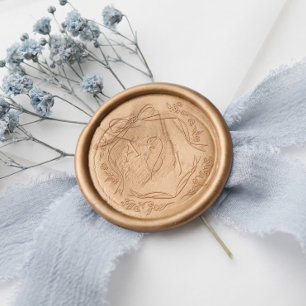 Vintage Chic Bow Floral Crest Monogram Wedding Wax Seal Sticker