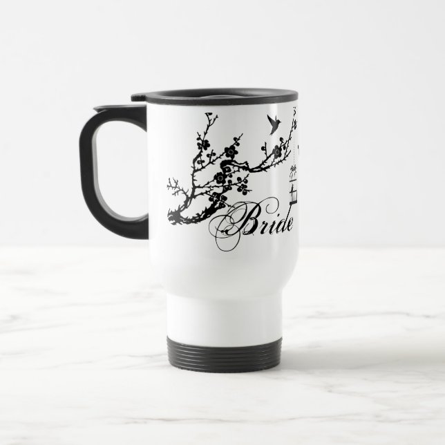 Vintage chic branch and birds birdcage BRIDE mug (Left)