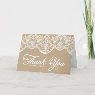Vintage Chic Brocade Lace Wedding Thank You Card