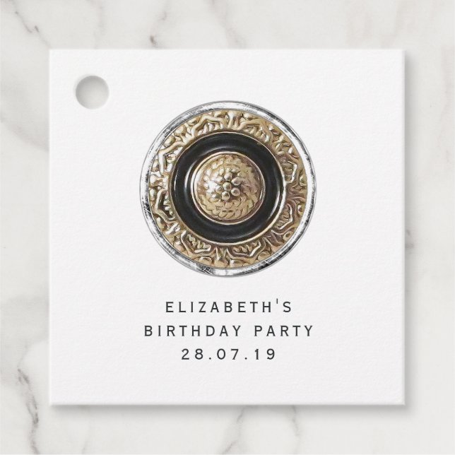 Vintage Chic Button Favor Tags (Front)