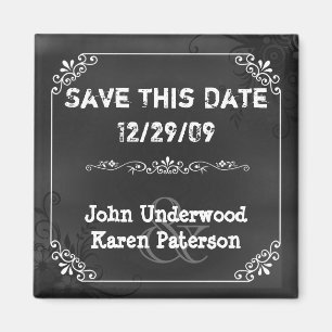 Vintage Chic Chalkboard Look Wedding Save the Date Magnet