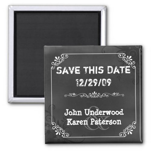 Vintage Chic Chalkboard Look Wedding Save the Date Magnet