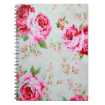 Vintage Chic Cottage Pink Rose Floral Notebook at Zazzle