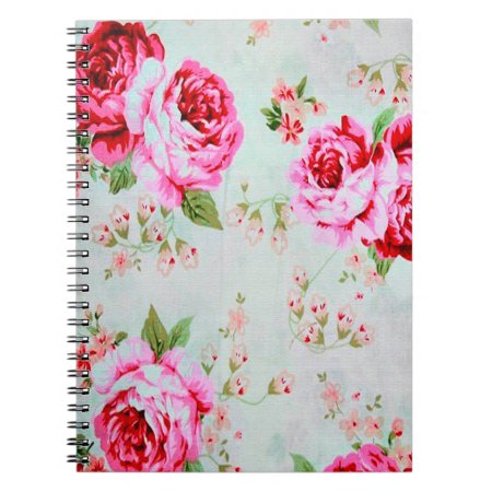 Vintage Chic Cottage Pink Rose Floral Notebook