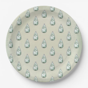 Vintage chic diamond teal rhinestone pattern paper plates