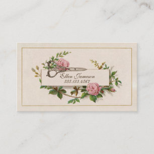 vintage chic elegant hair stylist pink floral business card