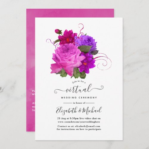 Vintage Chic Floral Online Virtual Wedding Invitation