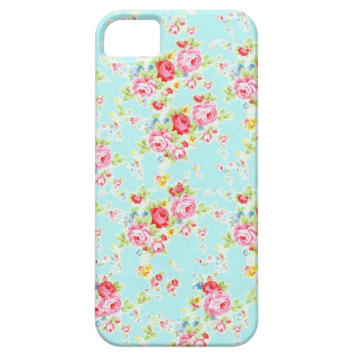 Vintage chic floral roses blue shabby rose flowers iPhone 5 case