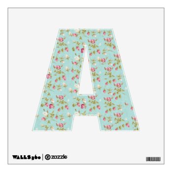 Vintage Chic Floral Roses Blue Shabby Rose Flowers Wall Decal by iBella at Zazzle
