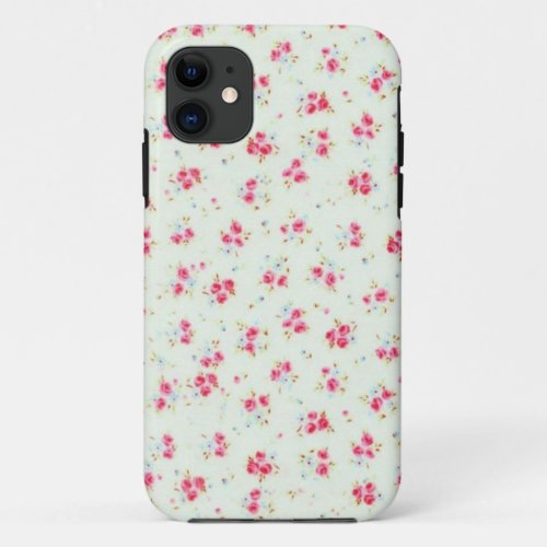 Vintage chic floral roses pink shabby rose flowers iPhone 11 case