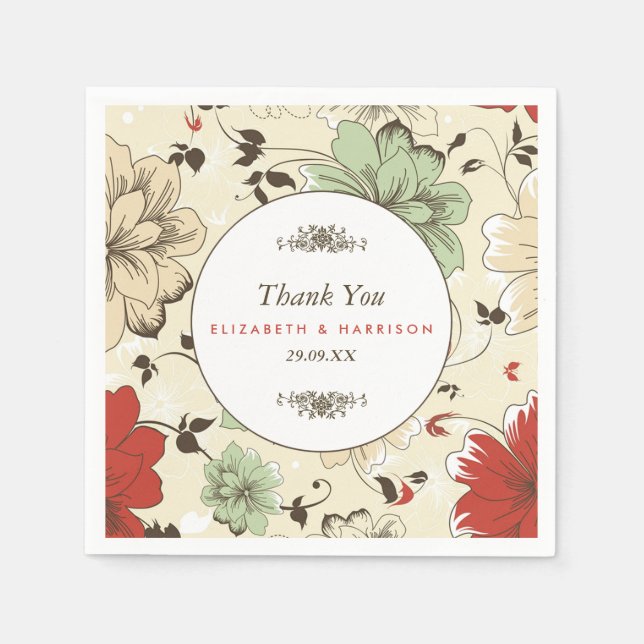 Vintage Chic Floral Wedding Napkins (Front)