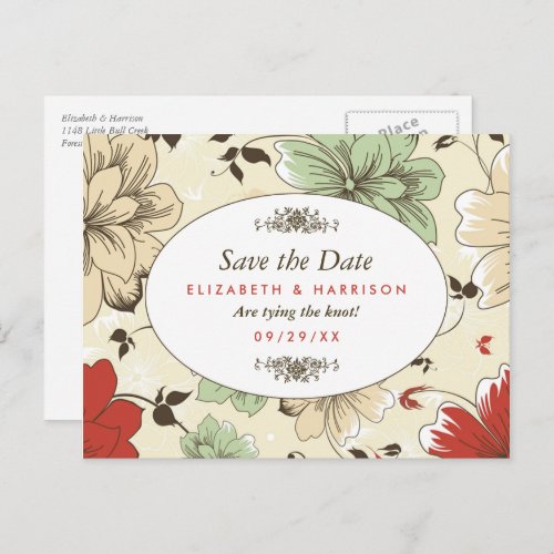 Vintage Chic Floral Wedding Save The Date Announcement Postcard