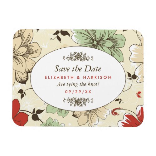 Vintage Chic Floral Wedding Save The Date Magnet