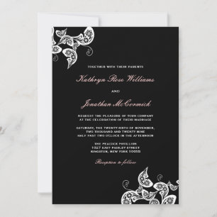 Vintage Chic Floral White Peacock Wedding Invite