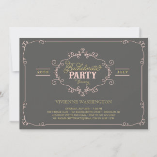 Vintage Chic Flourish Bachelorette Party Invite