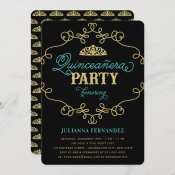 Vintage Chic Flourish Quinceanera Birthday Party Invitation by fat_fa_tin at Zazzle