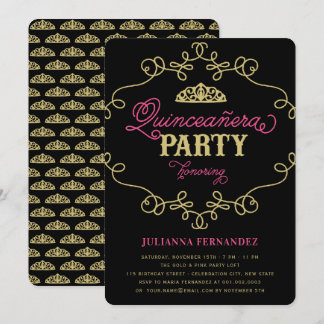 Vintage Chic Flourish Quinceanera Birthday Party Invitation