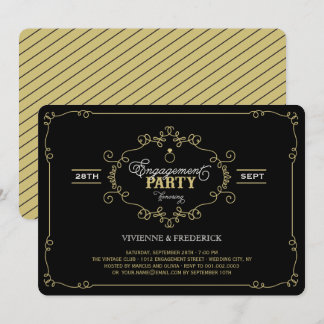 Vintage Chic Flourish Ring Engagement Party Invite
