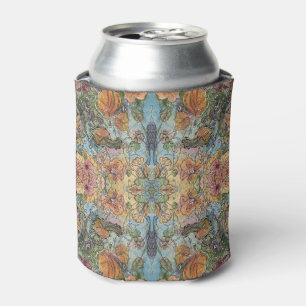 Vintage Chic Flower Garden Watercolor Painting Can Cooler