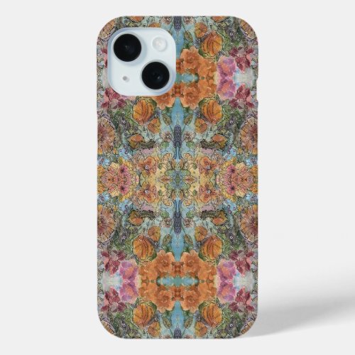 Vintage Chic Flower Garden Watercolor Painting iPhone 15 Case