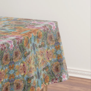 Vintage Chic Flower Garden Watercolor Painting Tablecloth