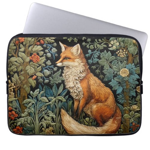 Vintage Chic Fox Botanical Forest William Morris Laptop Sleeve