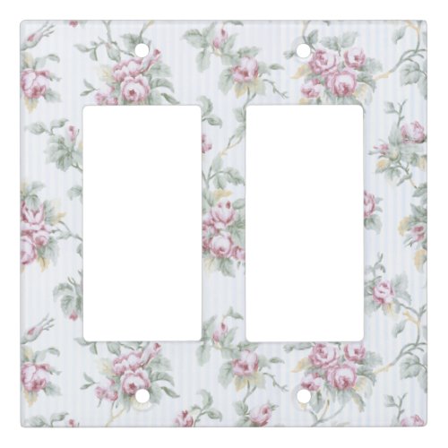 Vintage Chic French Roses and Stripes Light Switch Cover