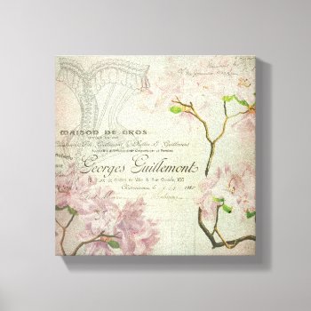 Vintage Chic French Script Shabby Flowers Corset Canvas Print by red_dress at Zazzle