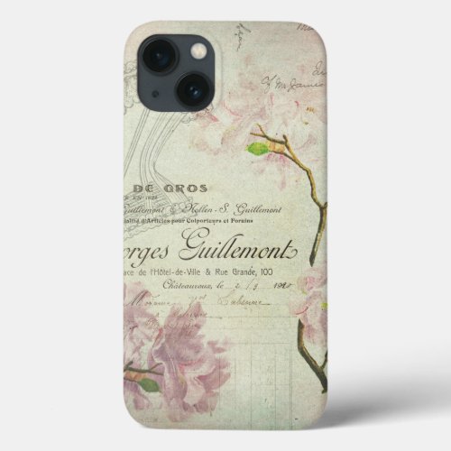 Vintage Chic French Script Shabby Flowers Corset iPhone 13 Case
