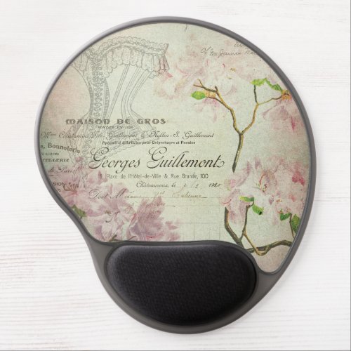 Vintage Chic French Script Shabby Flowers Corset Gel Mouse Pad