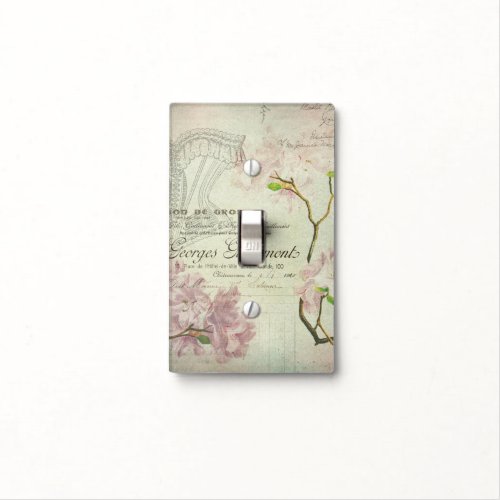 Vintage Chic French Script Shabby Flowers Corset Light Switch Cover