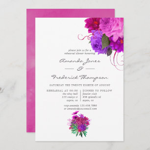 Vintage Chic Fuchsia and Purple Rehearsal Dinner Invitation
