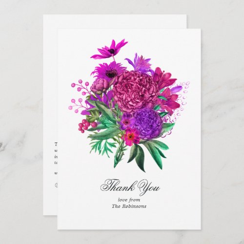 Vintage Chic Fuchsia and Purple Wedding Thank You Card