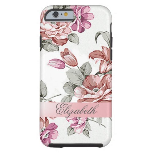 Vintage Chic Girly  Flowers_Personalized Tough iPhone 6 Case