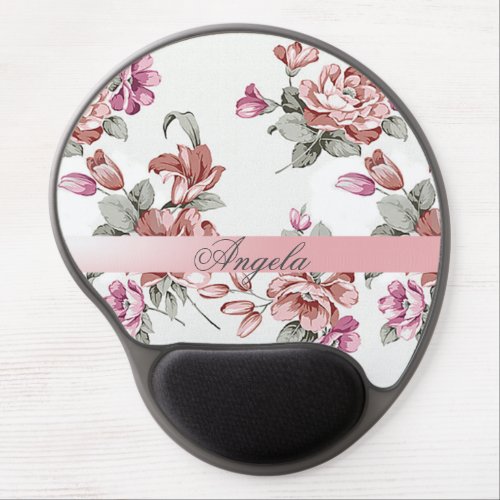 Vintage Chic Girly  Flowers_Personalized Gel Mouse Pad