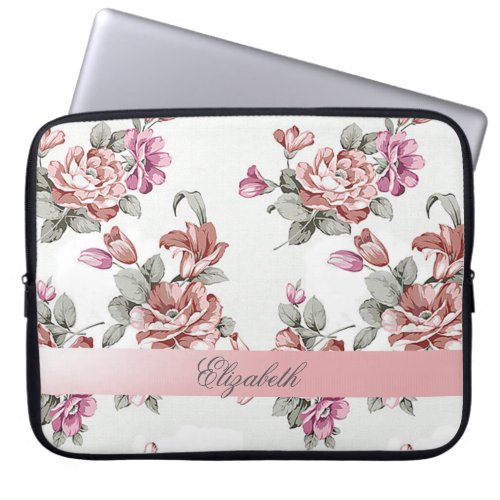 Vintage Chic Girly  Flowers_Personalized Laptop Sleeve