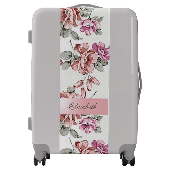 Vintage Chic Girly  Flowers-Personalized Luggage (Front)