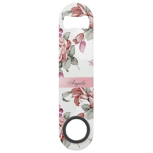 Vintage Chic Girly  Flowers-Personalized Speed Bottle Opener (Front)