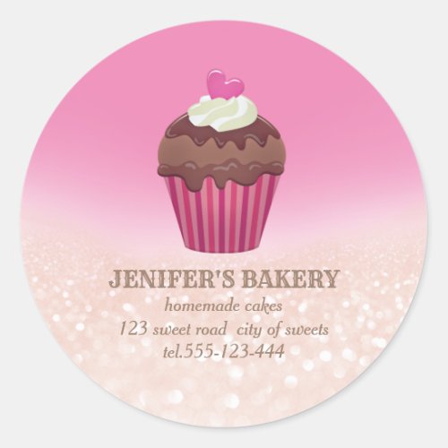 Vintage chic glittery Homemade cupcakes and sweets Classic Round Sticker