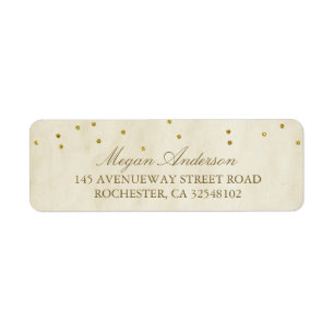 Vintage Chic Gold Confetti Wedding Label