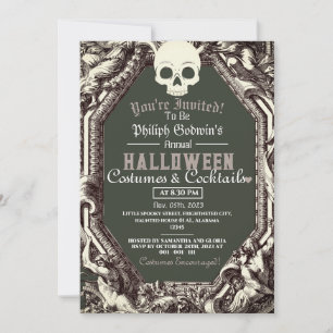 Vintage Chic Gothic Dark Halloween Costume Party Invitation