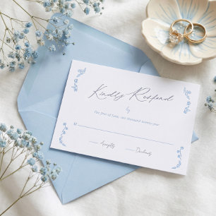 Vintage Chic Hand Drawn Elegant Floral Wedding Letterpress RSVP Cards