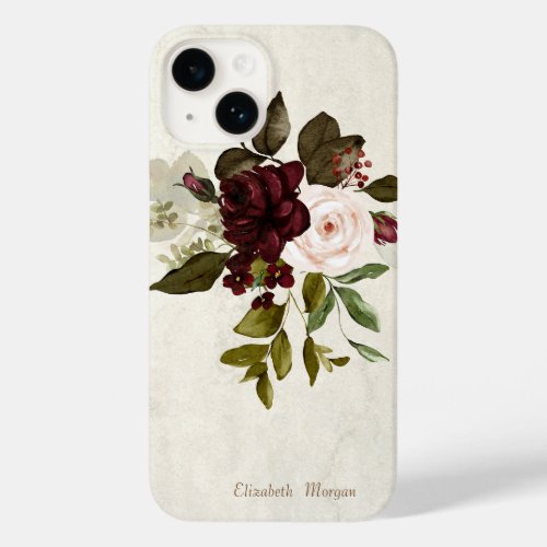 Vintage Chic Lace Burgundy Flowers   Case_Mate iPhone 14 Case