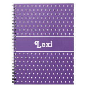 Vintage Chic Name Polka Dots Purple and White Notebook