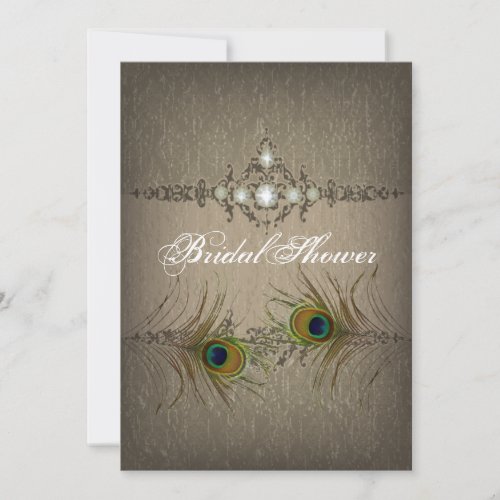 Vintage chic peacock Bridal Shower invitation