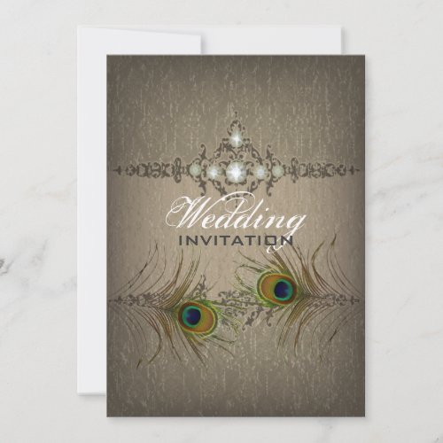 Vintage chic peacock wedding invitation