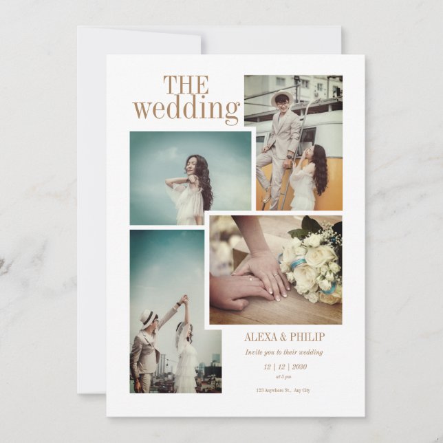 Vintage Chic Photo Wedding Invitation (Front)