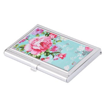 Vintage Chic Pink Floral Business Card Case by celebrateitgifts at Zazzle