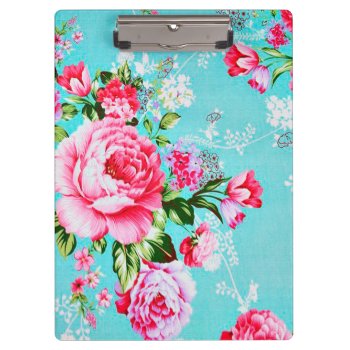 Vintage Chic Pink Floral Clipboard by celebrateitgifts at Zazzle